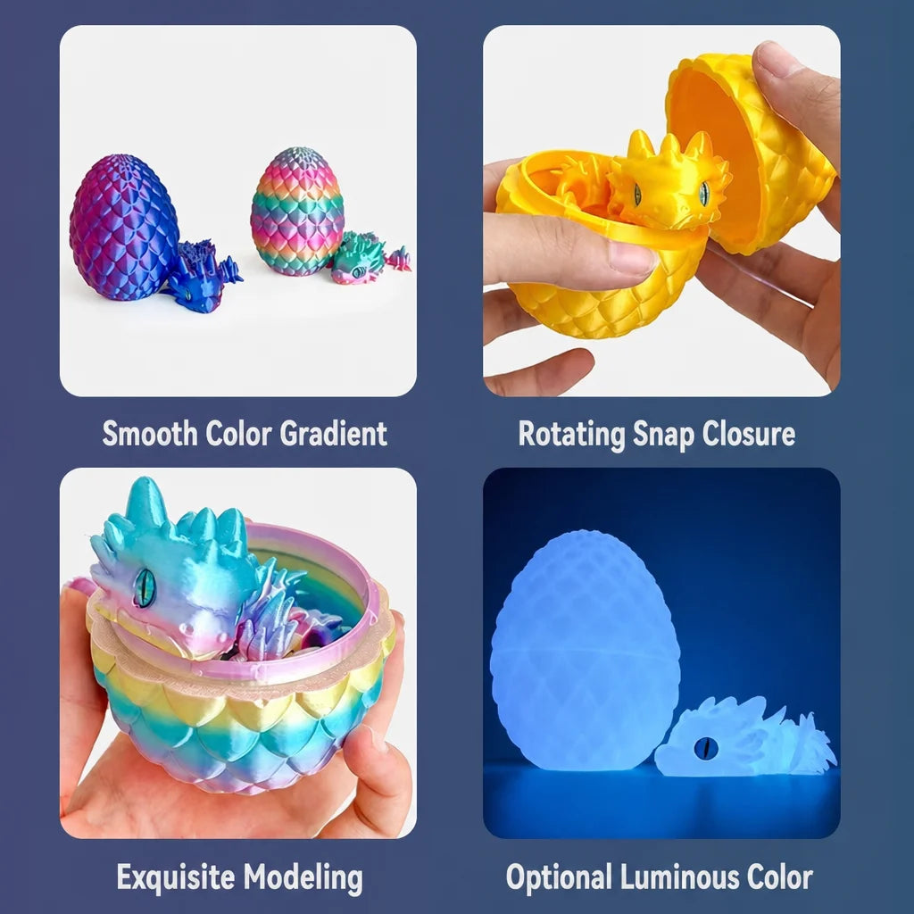 3D Printed Articulated Baby Dragon with Mystery Egg - Sensory Fidget Toy