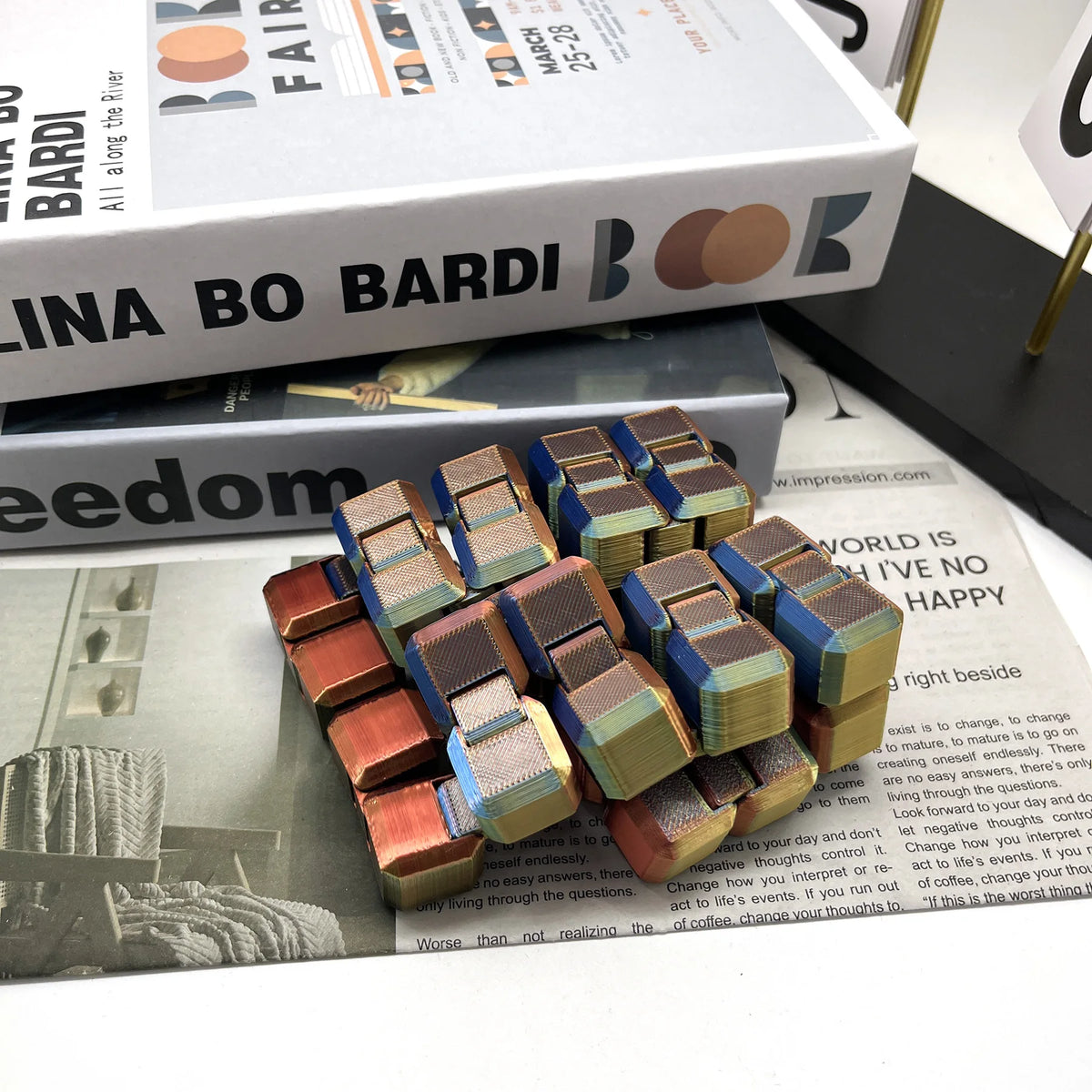 3D Printed Silk Rainbow Infinity Cube - Stress Relief Fidget Toy