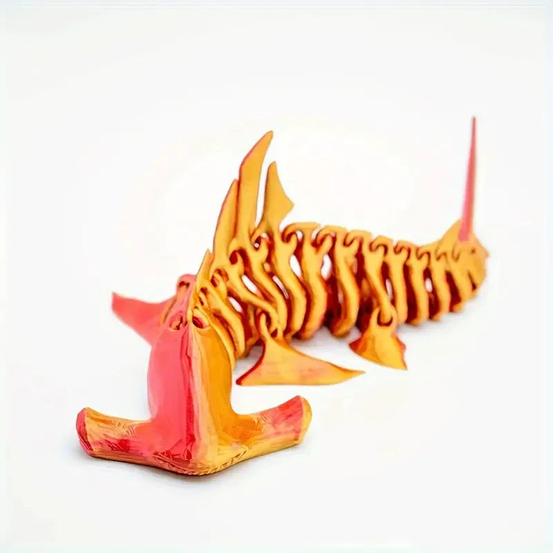 3D Printed Cyberpunk Skeleton Shark - Articulated Mecha Toy