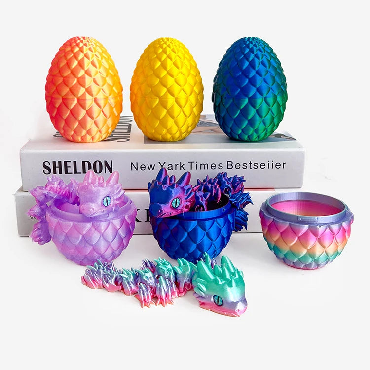 3D Printed Articulated Baby Dragon with Mystery Egg - Sensory Fidget Toy