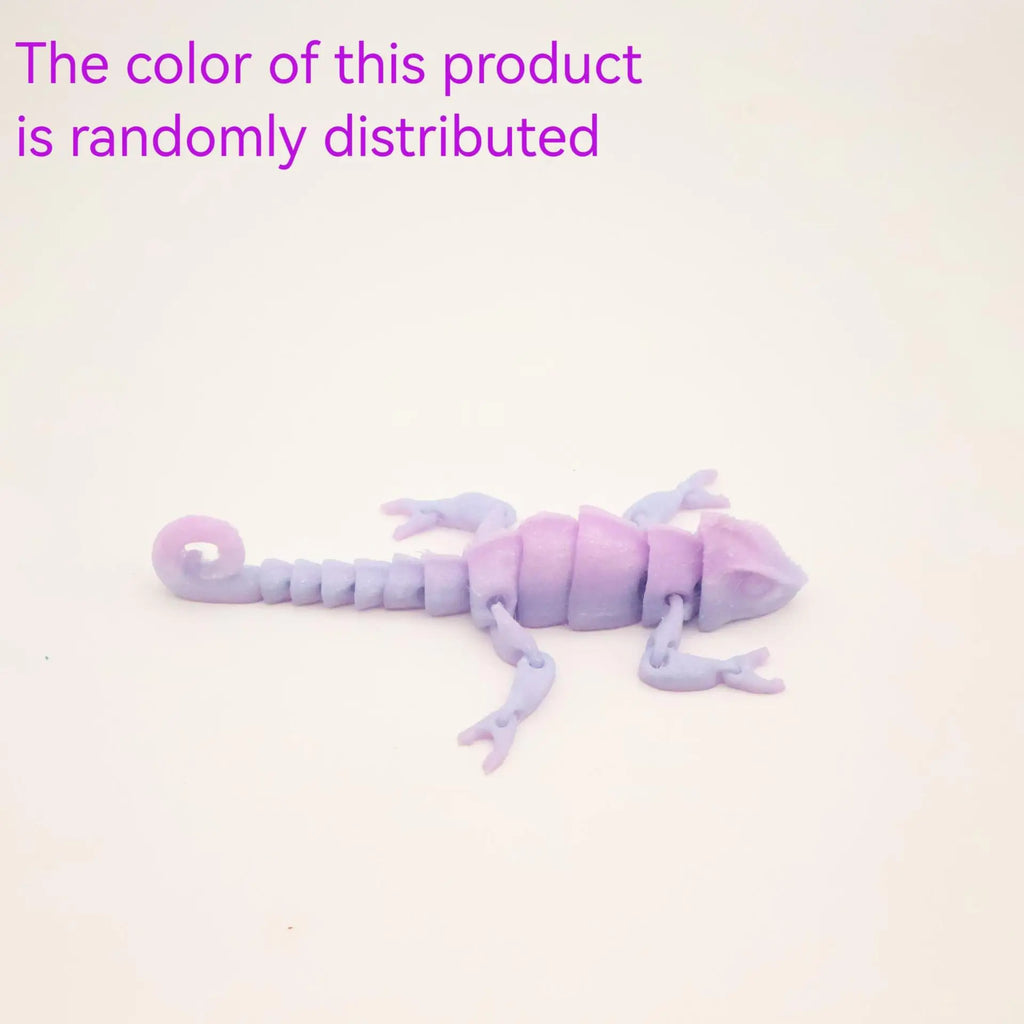 Vashine 3D Printed Articulated Chameleon Toy, Flexible Multi-Jointed Realistic 3D Eyes Desktop Stress Relief Ornament & Sensory - Purple