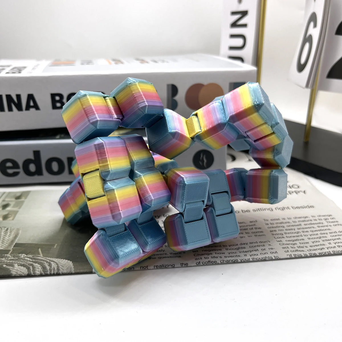 3D Printed Silk Rainbow Infinity Cube - Stress Relief Fidget Toy