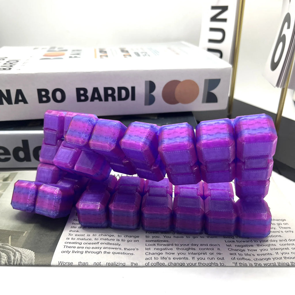 3D Printed Silk Rainbow Infinity Cube - Stress Relief Fidget Toy