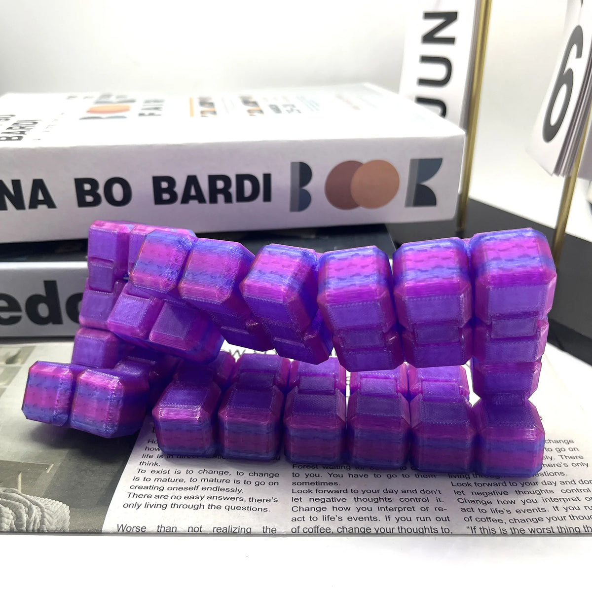3D Printed Silk Rainbow Infinity Cube - Stress Relief Fidget Toy