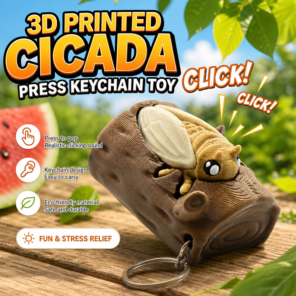 Realistic Mechanical Cicada Fidget Clicker - Pocket Sensory Toy