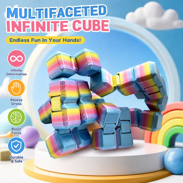 Silk Rainbow 3D Printed Infinity Cube - Ultimate Stress Reliever